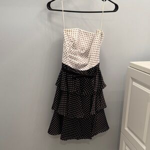 White House Black Market Black and White Silk Polka Dot Dress